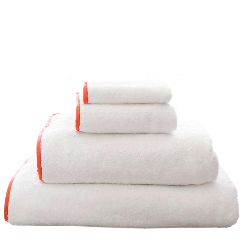 Signature Banded White/Tangerine Towel