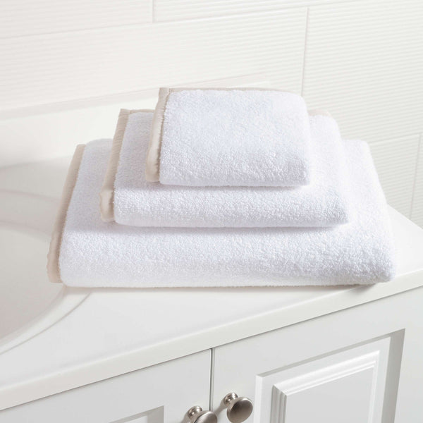 Signature Banded White/Pearl Grey Towel