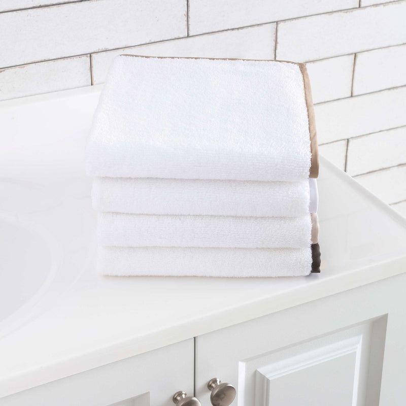 Signature Banded White/White Towel