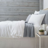 Stone Washed Linen White Tailored Paneled Bed Skirt