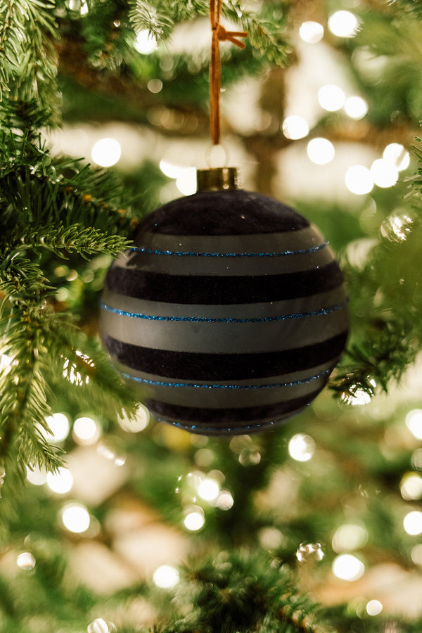 blue flocked stripped glass ornament 3 ch 5782 2
