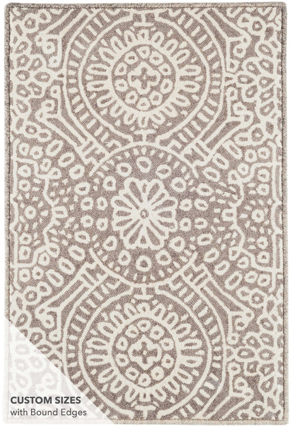Temple Taupe Micro Hooked Wool Rug
