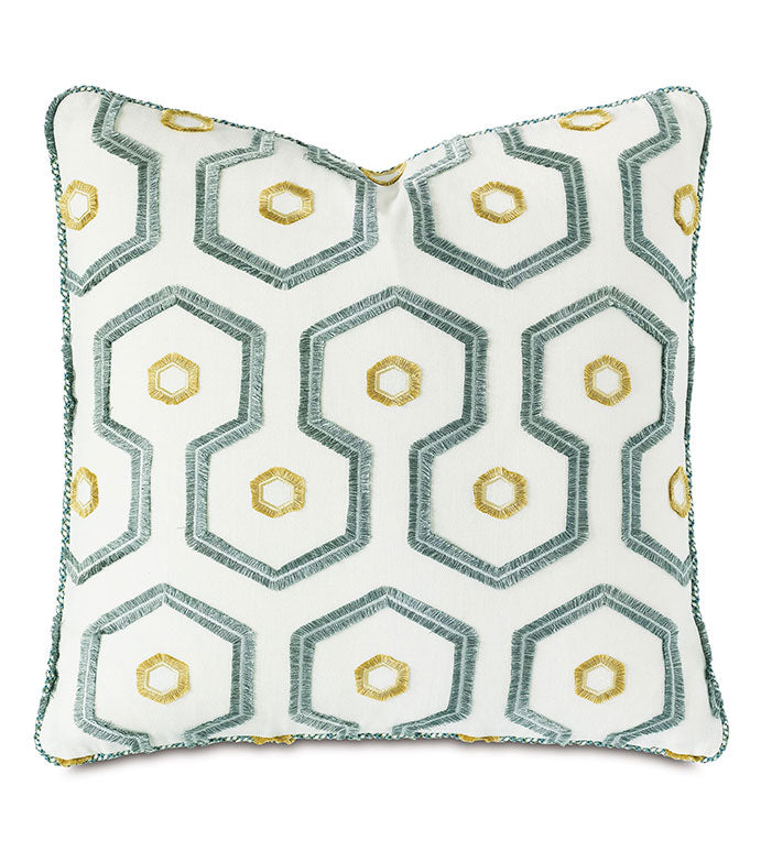 Twin Palms Embroidered Decorative Pillow