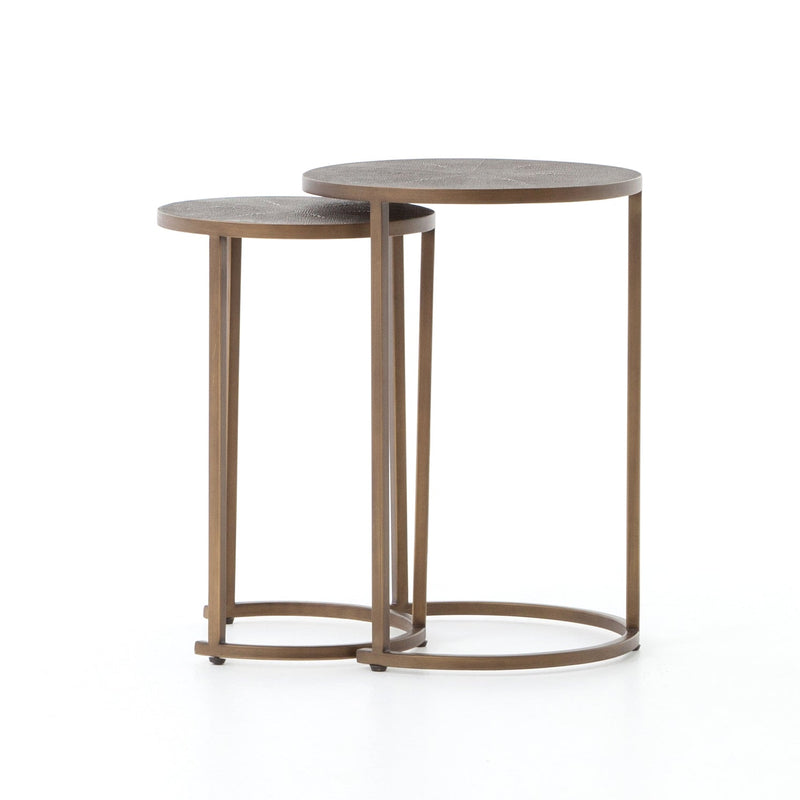 Shagreen Nesting Table In Antique Brass