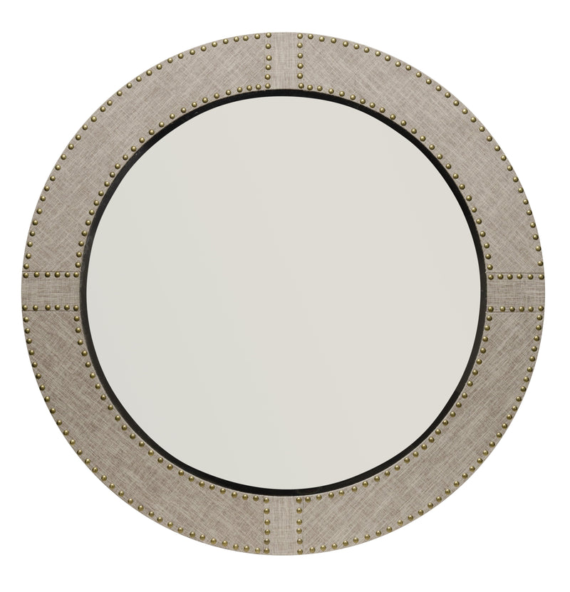 Cait Linen Round Mirror design by Jamie Young