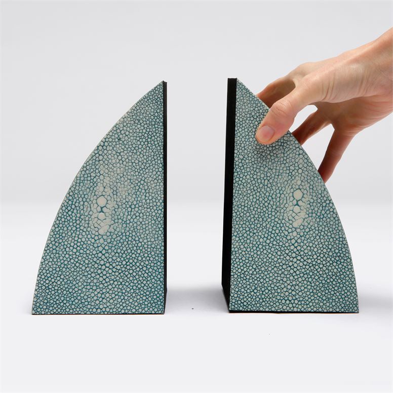 Worton Curved Faux Shagreen Bookends, Set of 2