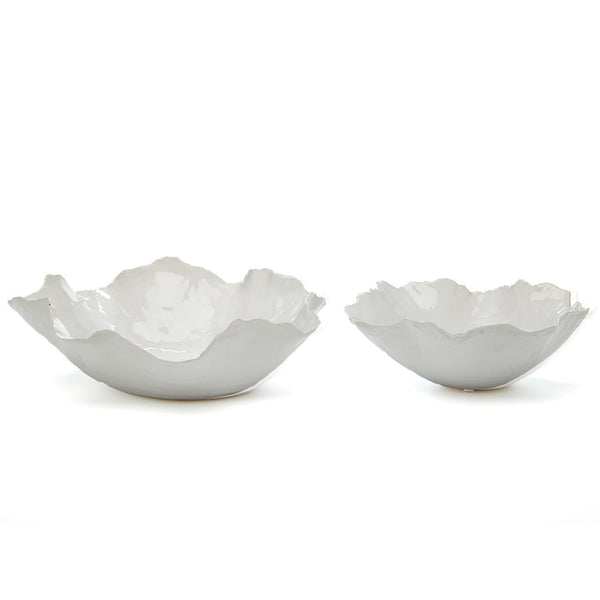 White Free Form Bowls, Set of 2