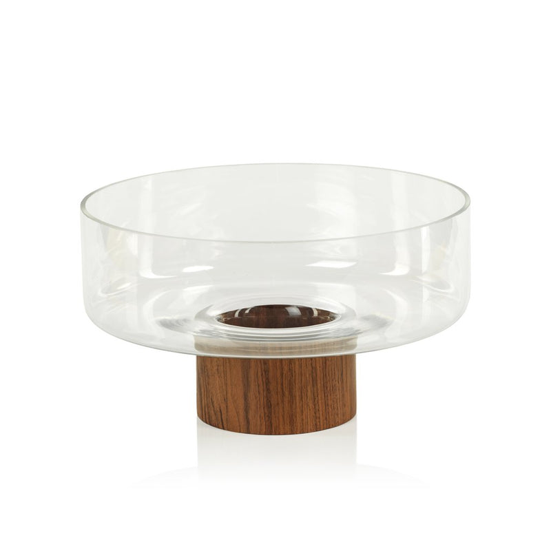 west indies glass bowl on walnut wood base 10 75 ch 6023 1