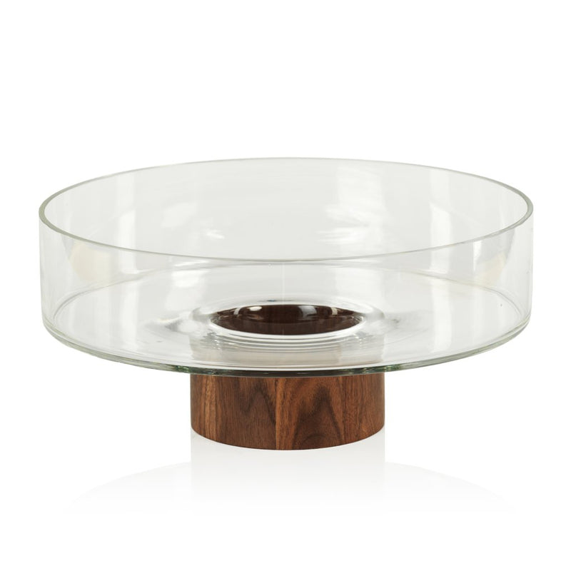 west indies glass bowl on walnut wood base 13x5 75 ch 6024 1