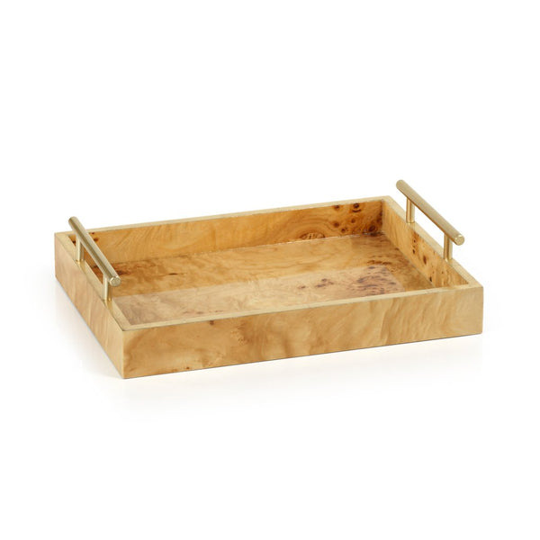 leiden burl wood rectangular tray w gld handles 13 vt 1331 1