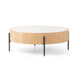 Jase White Marble Coffee Table in Various Sizes Flatshot Image 1
