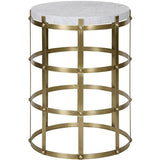 St. Petersburg Side Table in Antique Brass, Metal & Stone