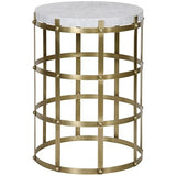 St. Petersburg Side Table in Antique Brass, Metal & Stone