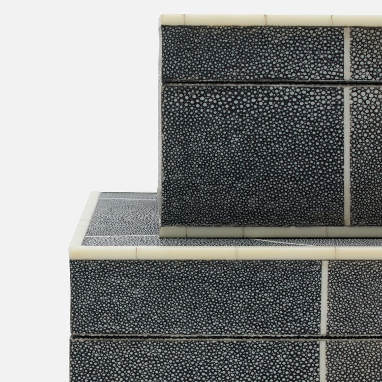 Breck Patterned Faux Shagreen Boxes, Set of 2