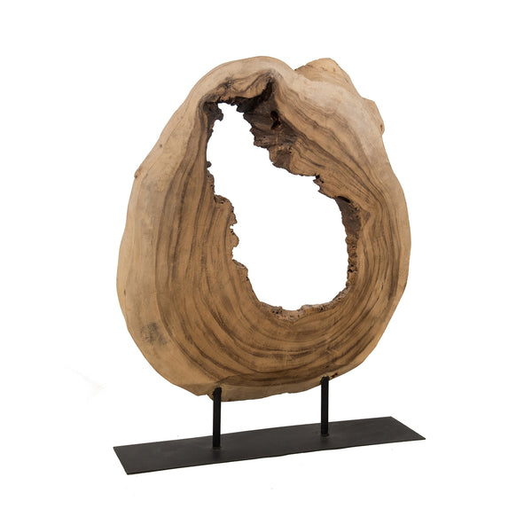 Drasko Wood Sculpture Natural and Dark Brown Flatshot Image 1