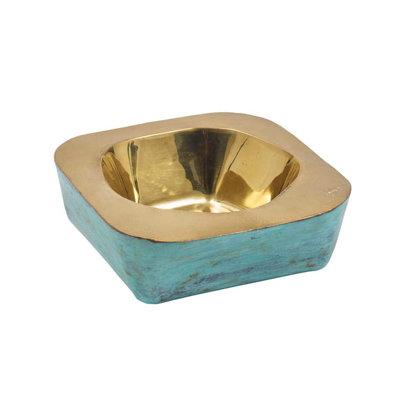 Audra Bowl Green / Brass and Dark Beige Flatshot Image 1