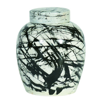 Spencer Vase White / Black and Dark Green Flatshot Image 1