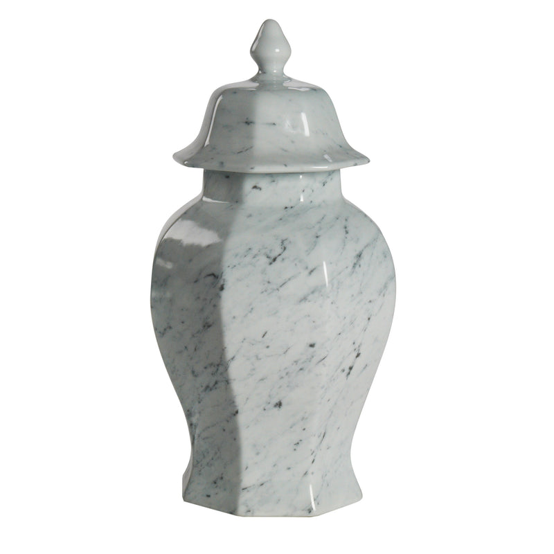 Kessel Lidded Jar White Marble and Dark Gray Flatshot Image 1