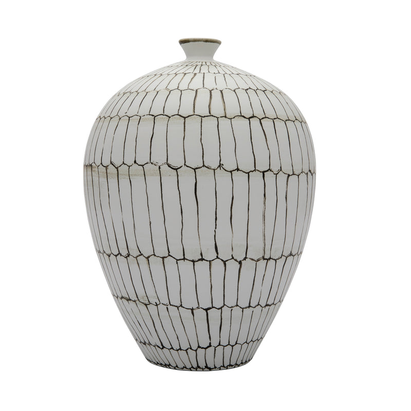 Witmer Vase White and Medium Gray Flatshot Image 1
